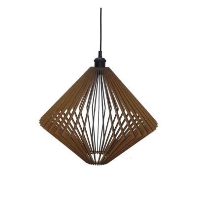 LAMPARA COLGANTE DE MADERA MODERNA VINTAGE DAMOND E27 MARRÓN