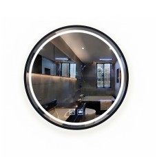 ESPEJO REDONDO INTELIGENTE LUZ LED MARCO BORDE NEGRO 60CM