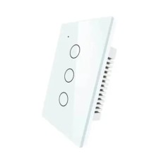 INTERRUPTOR DE PARED WIFI INTELIGENTE 3 APAGADOR + CAPACITOR BLANCO