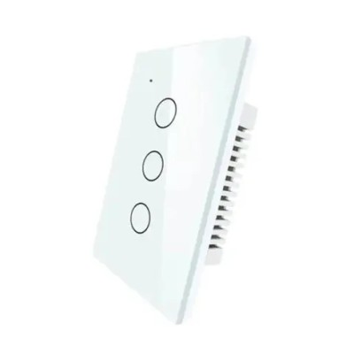 INTERRUPTOR DE PARED WIFI INTELIGENTE 3 APAGADOR + CAPACITOR BLANCO
