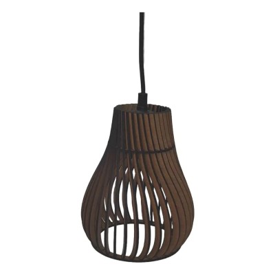LAMPARA COLGANTE DE MADERA MODERNA VINTAGE MINI BOMBE E27 MARRÓN