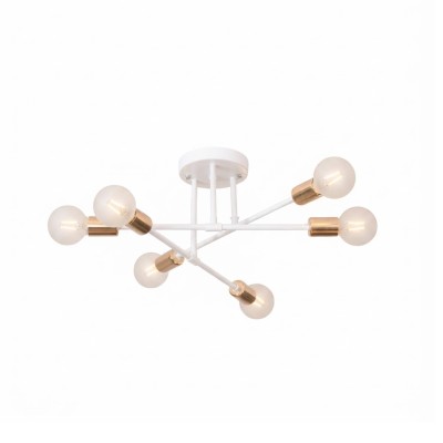 LÁMPARA MODERNA DECORATIVA DE TECHO 6 SÓCATE BLANCA