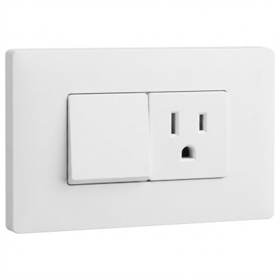INTERRUPTOR SENCILLO + TOMA CORRIENTE MODERNO BLANCO