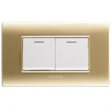 INTERRUPTOR DOBLE , DOS MODULOS  CHAMPANGE/ BLANCO , PICKENS