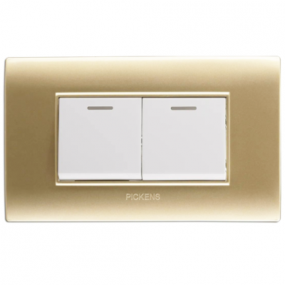 INTERRUPTOR DOBLE , DOS MODULOS  CHAMPANGE/ BLANCO , PICKENS